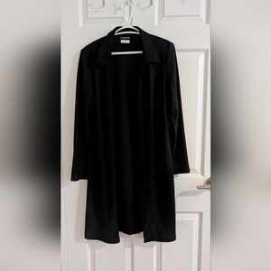 Premiere Collection Black Textured Open Front Duster Jacket Made in Canada Sz 12